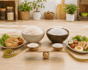nasi beras atau nasi porang